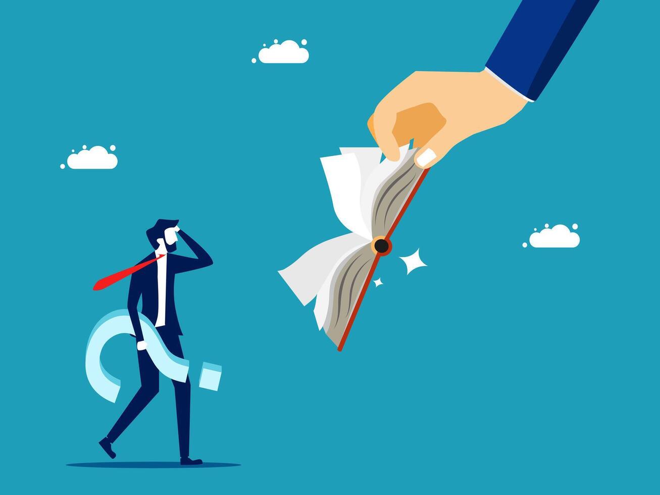 businessman with a book and a hand holding a paper vector