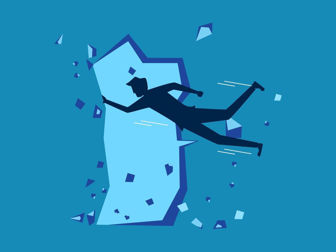 Resignation of talented people. Businessman tries to leave the mouth of the cave vector