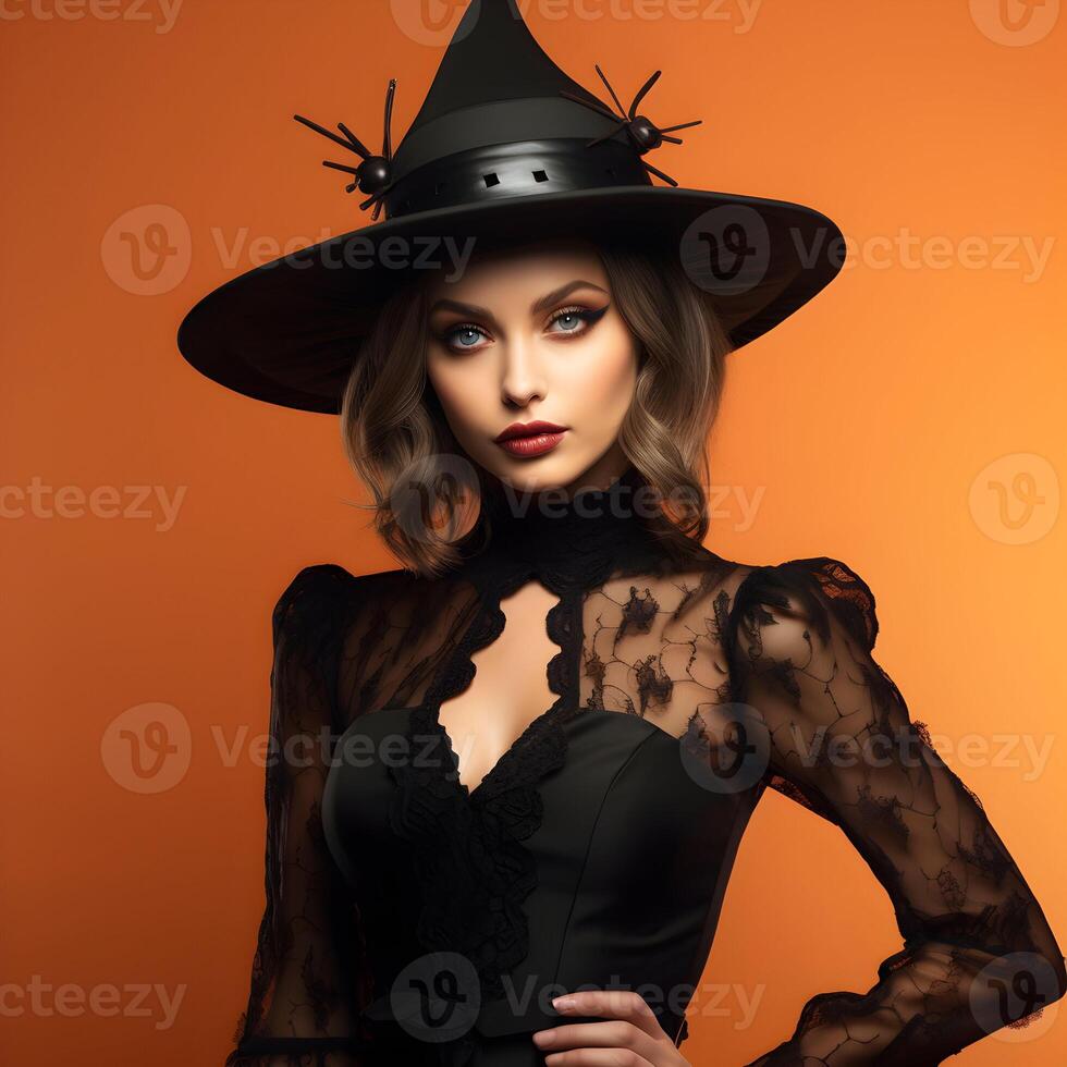 Photo Woman in witch costume for halloween party Halloween day concept