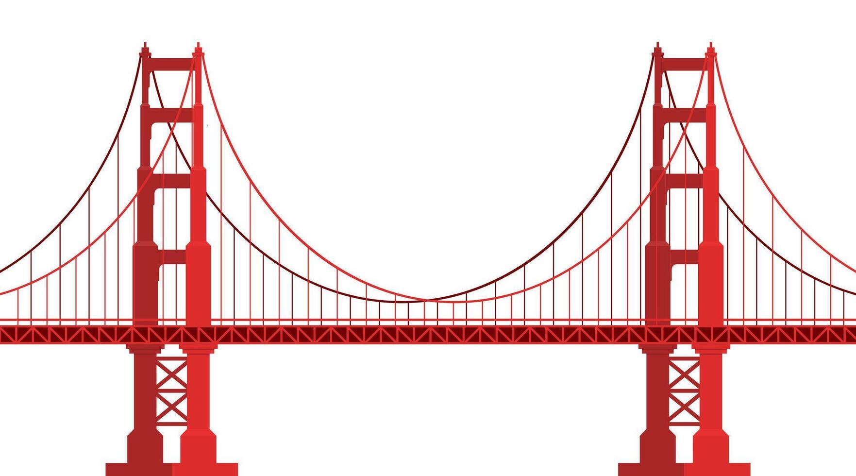 Golden Gate Bridge. US symbol. San Francisco, United States of America. Side view. Flat style illustration. vector