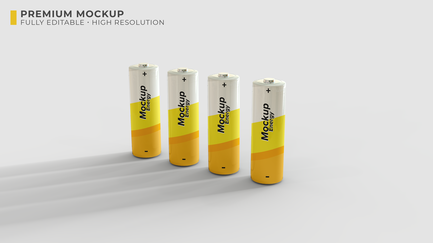 mockup of four AAA batteries psd