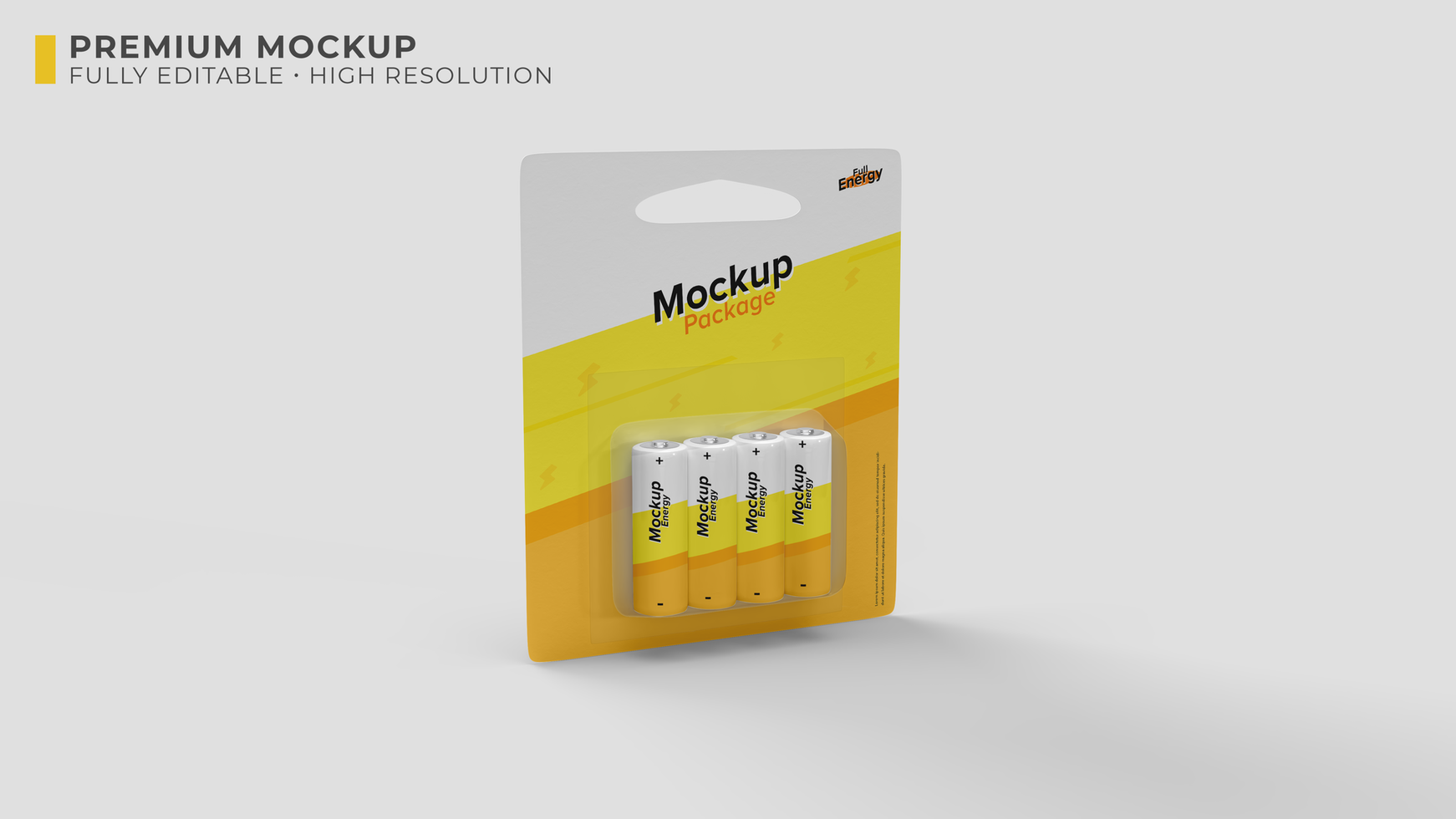 mockup of a battery pack and four batteries psd