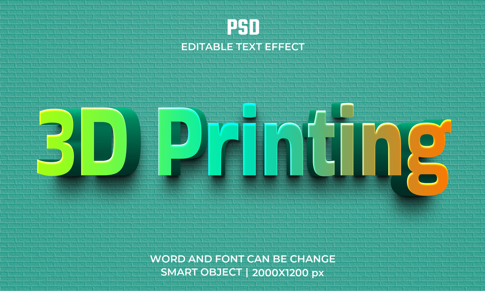 3D Printing Editable Text effect psd