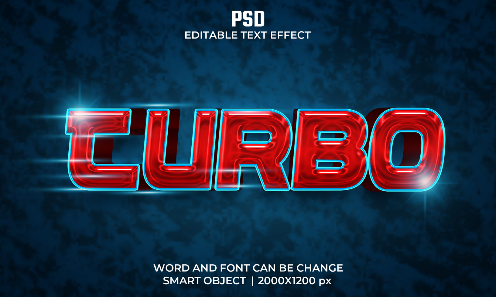Turbo light text effect psd