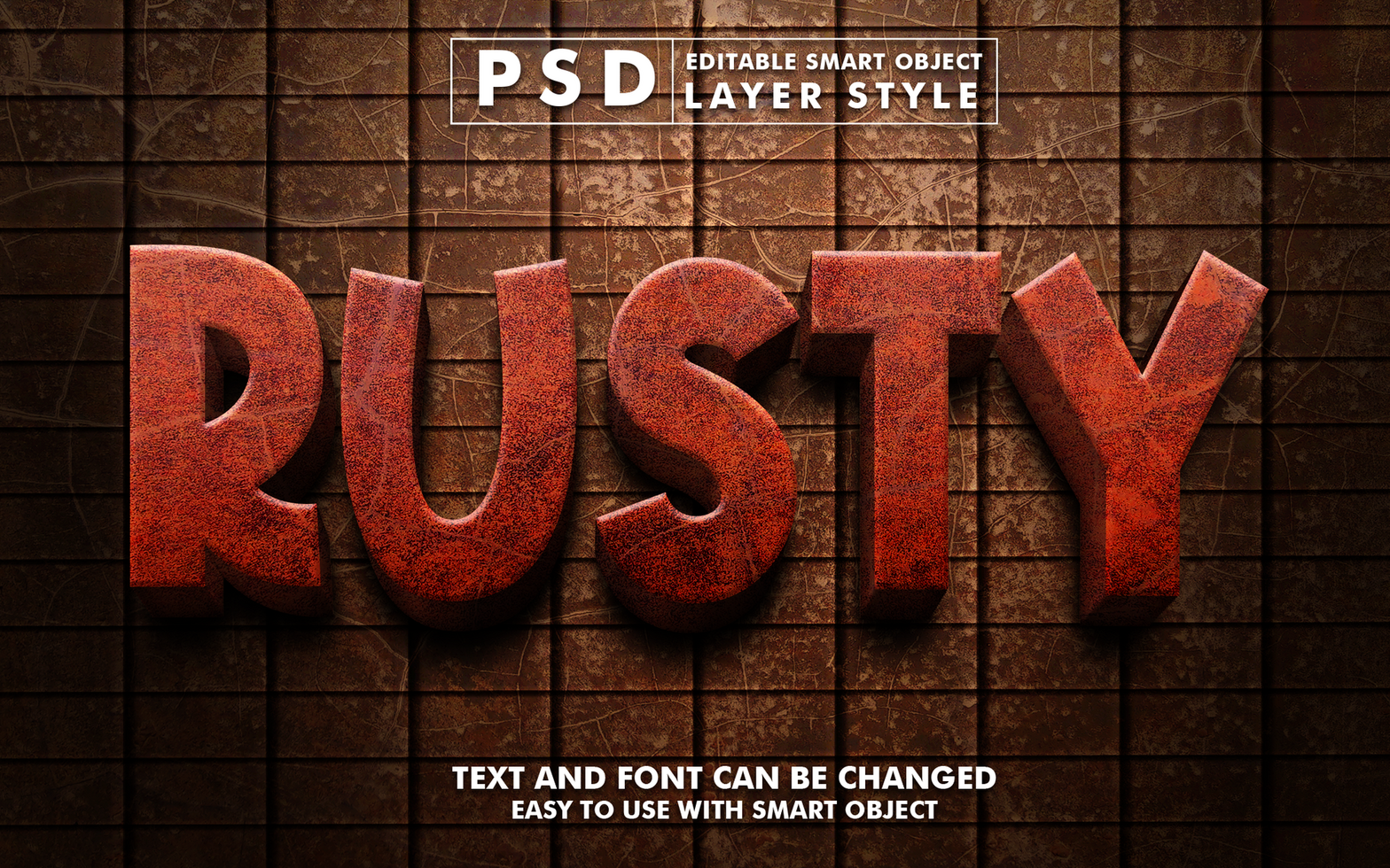 Rusty 3D Costume Text Effect psd
