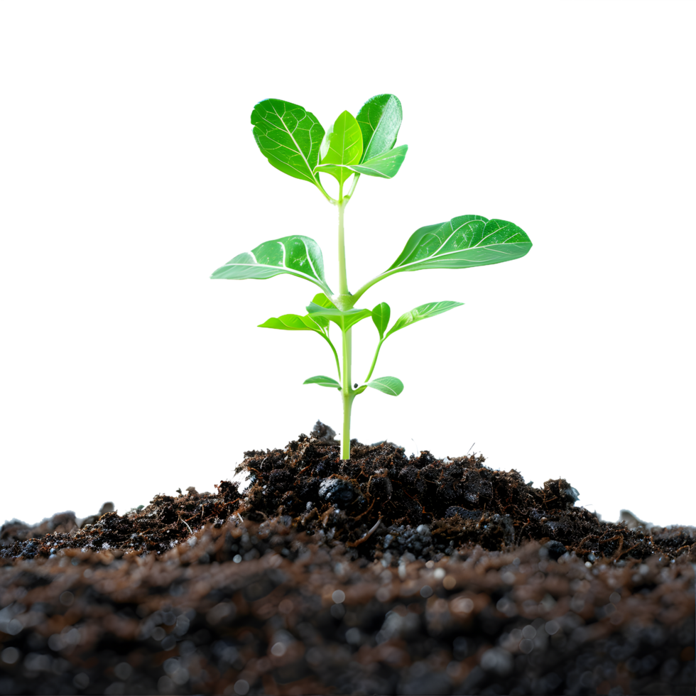 Green seedling in soil on a transparent background png