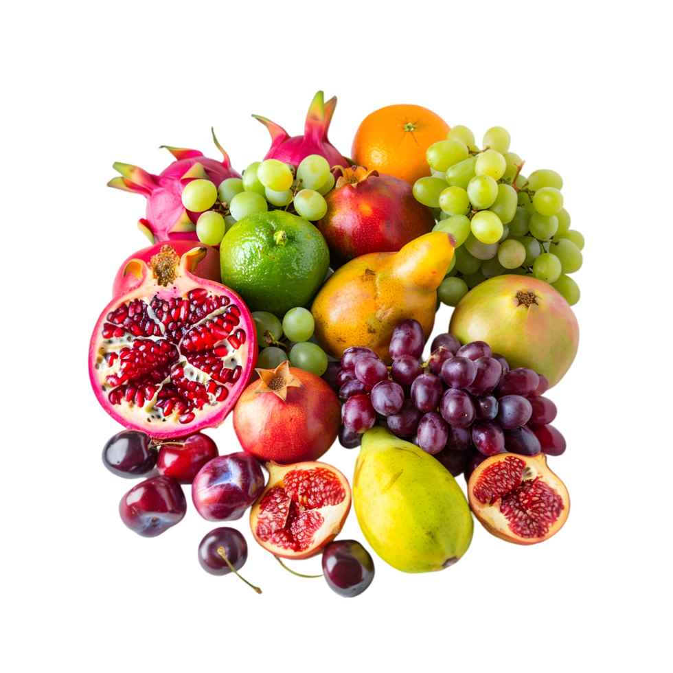 Mixed fruits on a transparent background png