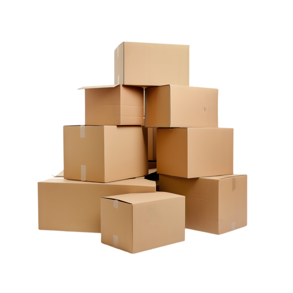 Stacked cardboard boxes on a transparent background png