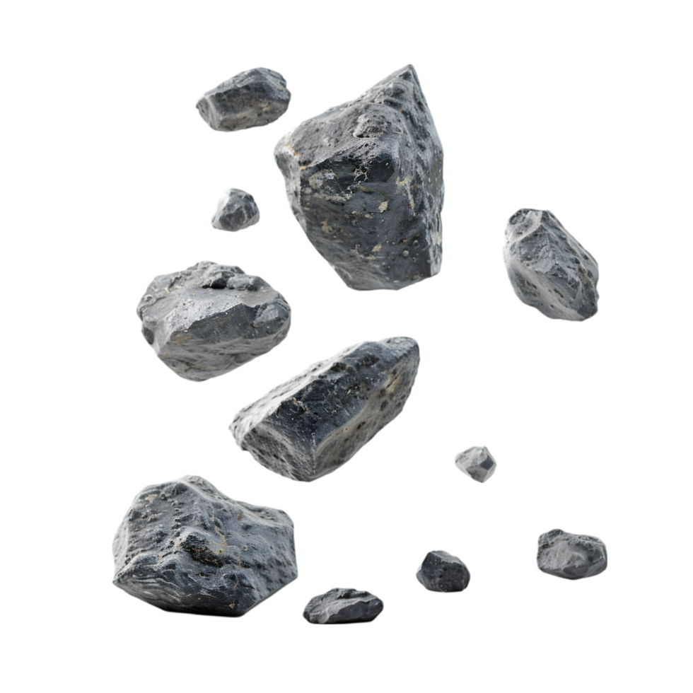 Black rocks on a transparent background png