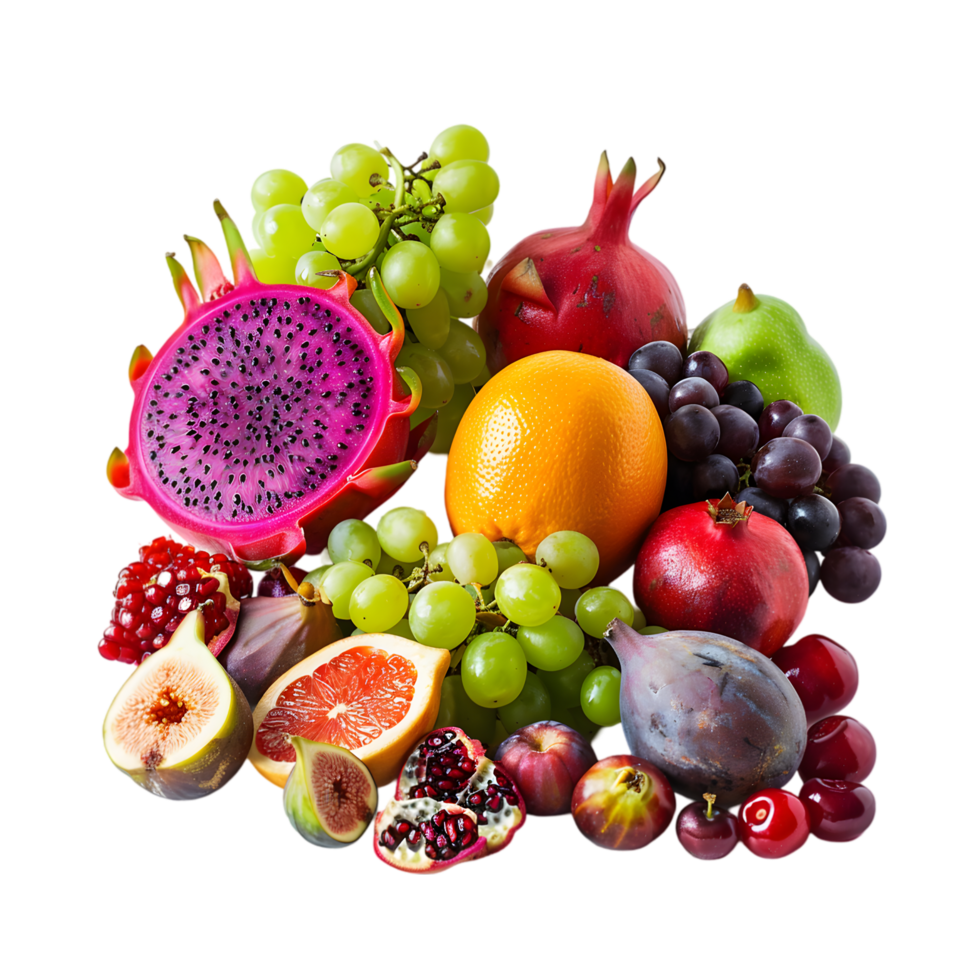 Mixed fruits on a transparent background png