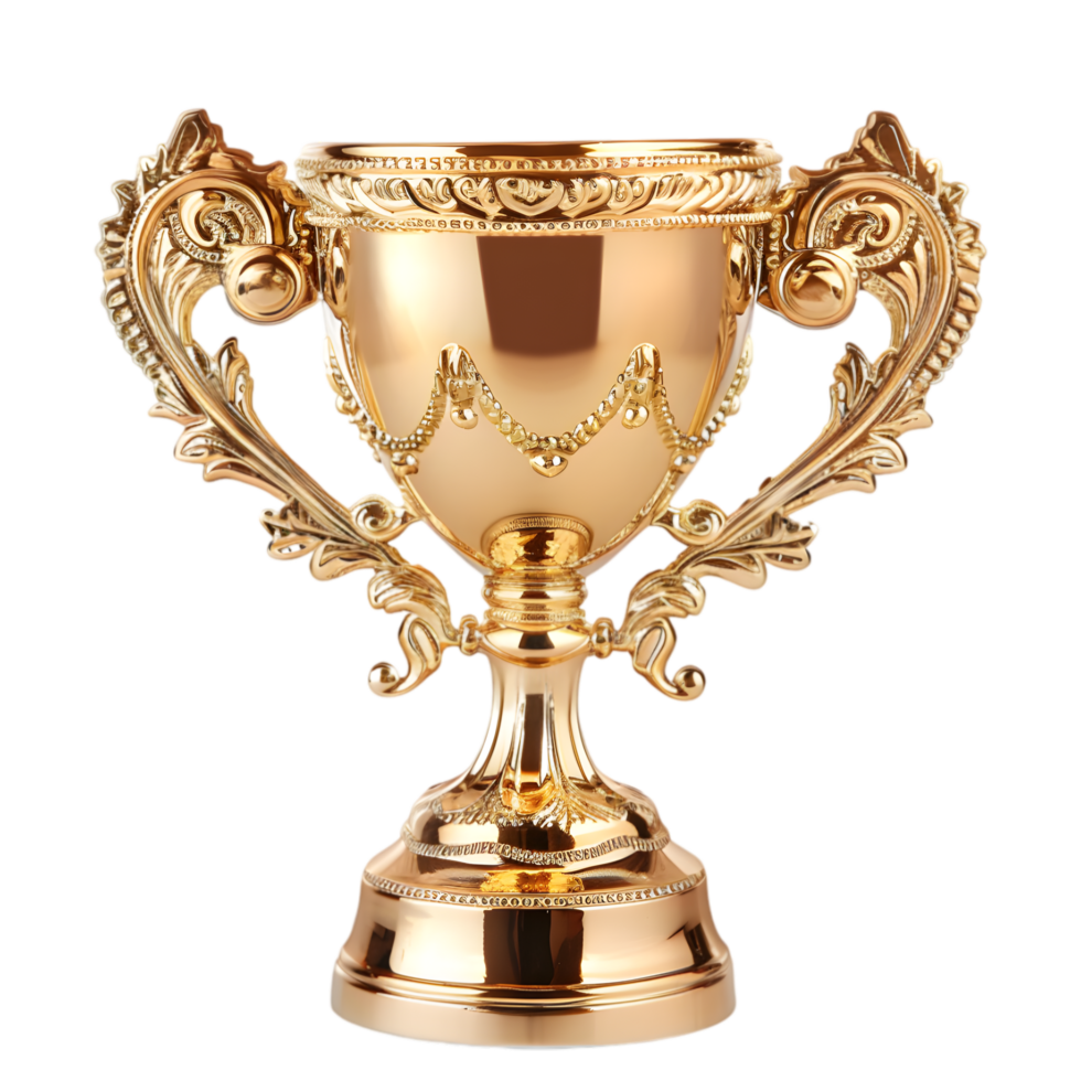 Golden trophy isolated on a transparent background png