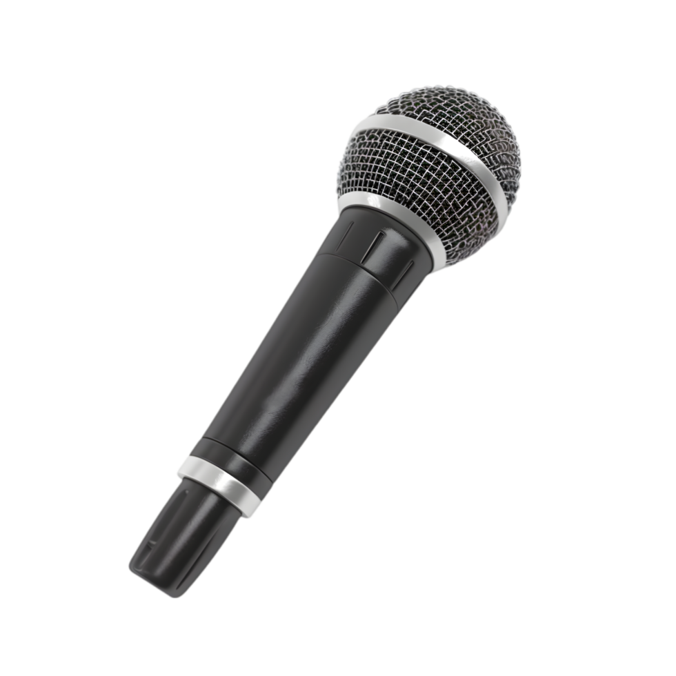 Black microphone isolated on a transparent background png