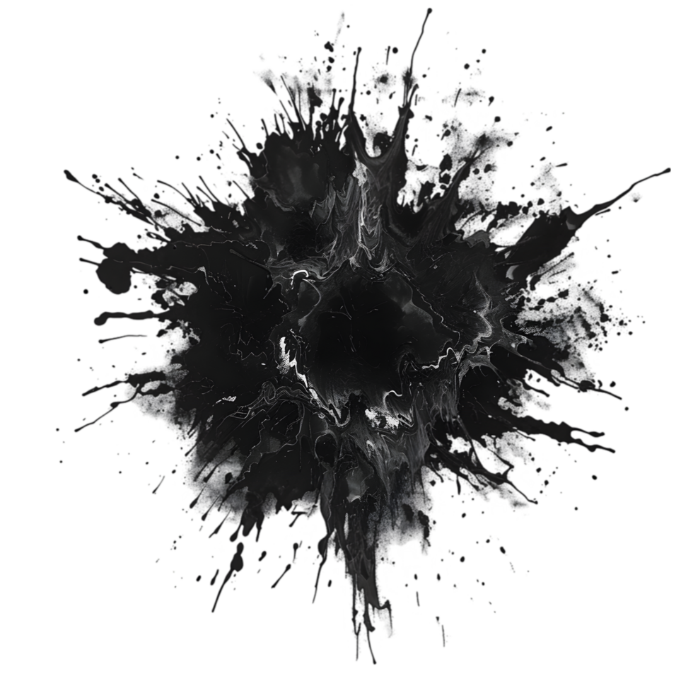Black ink splash isolated on a transparent background png
