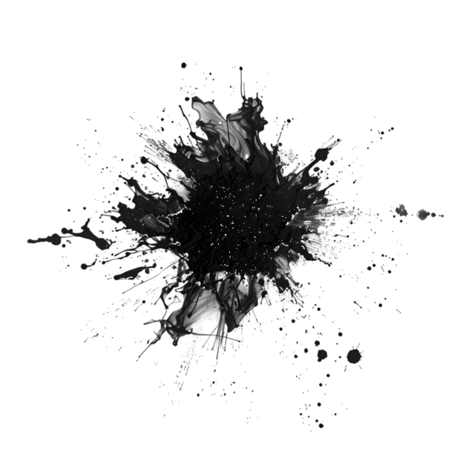 Black ink splash isolated on a transparent background png