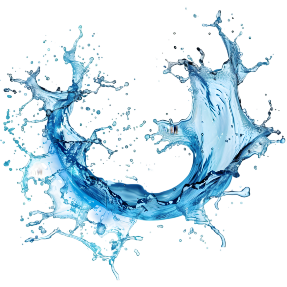 Blue water splash isolated on a transparent background png
