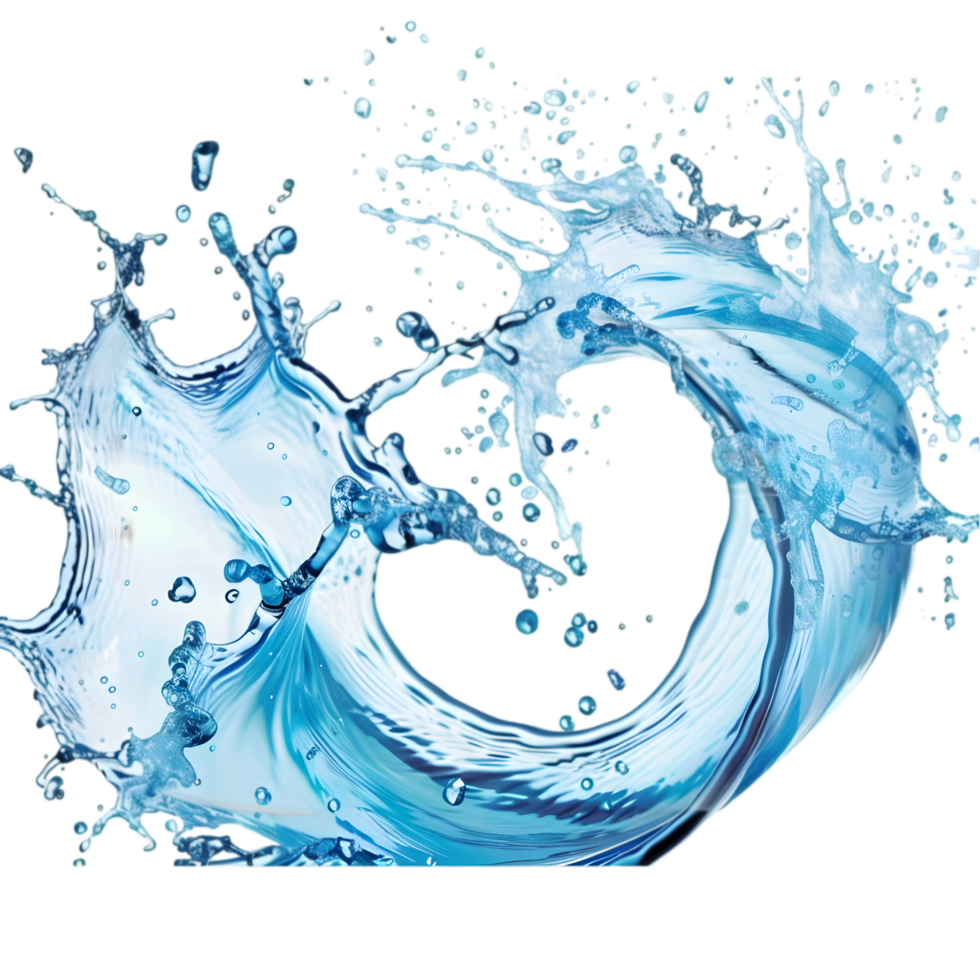 Blue water splash isolated on a transparent background png