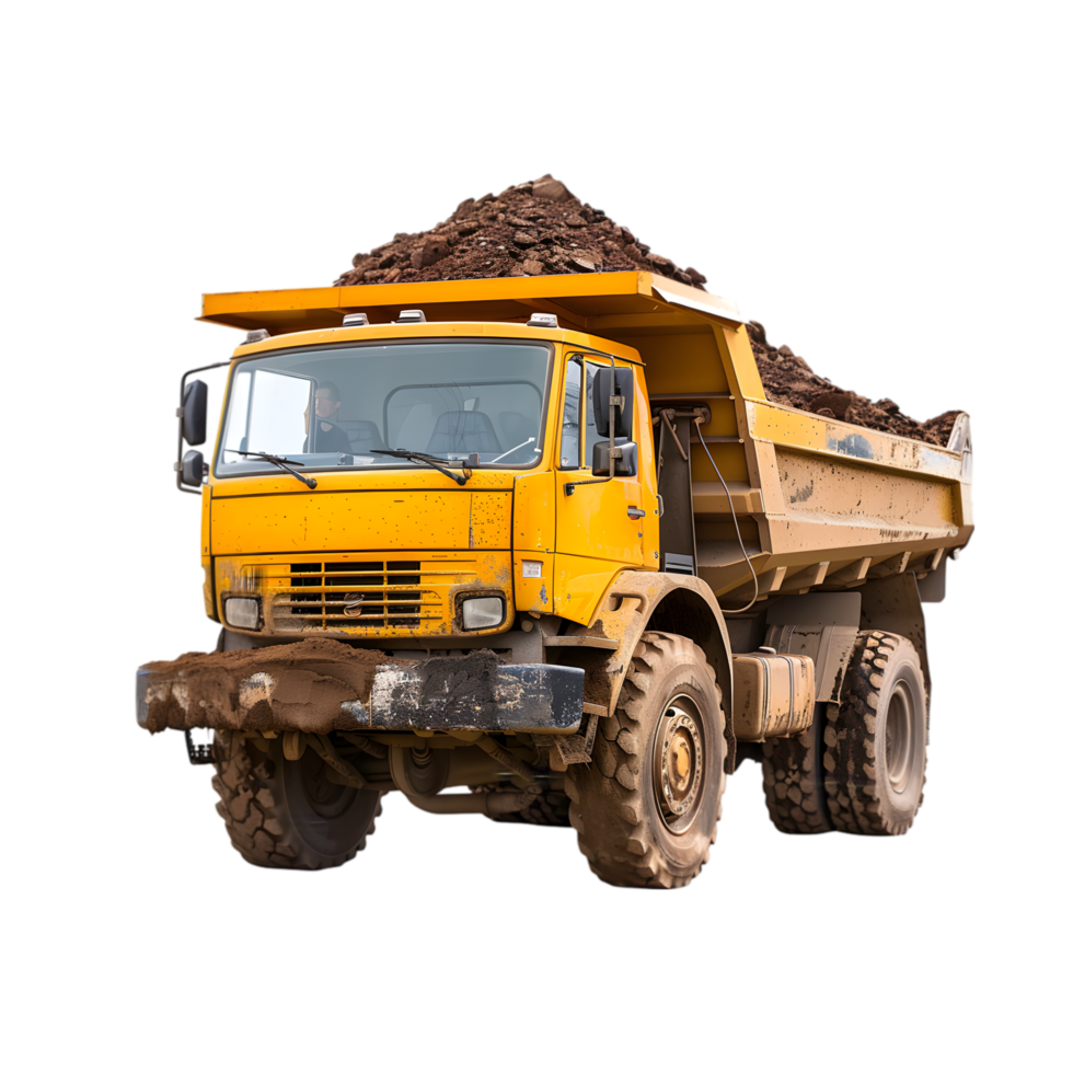 Dump truck with dirt isolated on a transparent background png