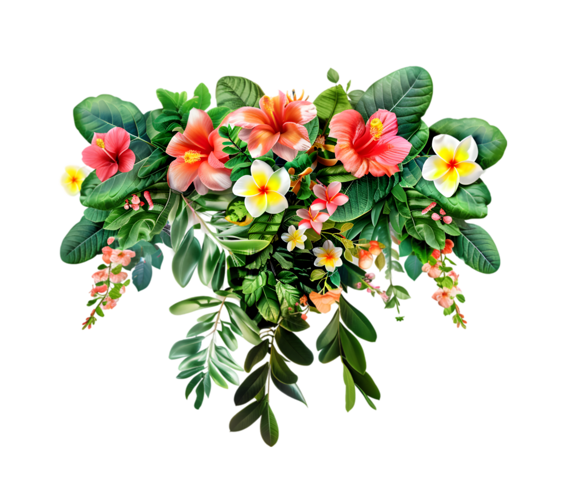 Tropical flower arrangement isolated on a transparent background png