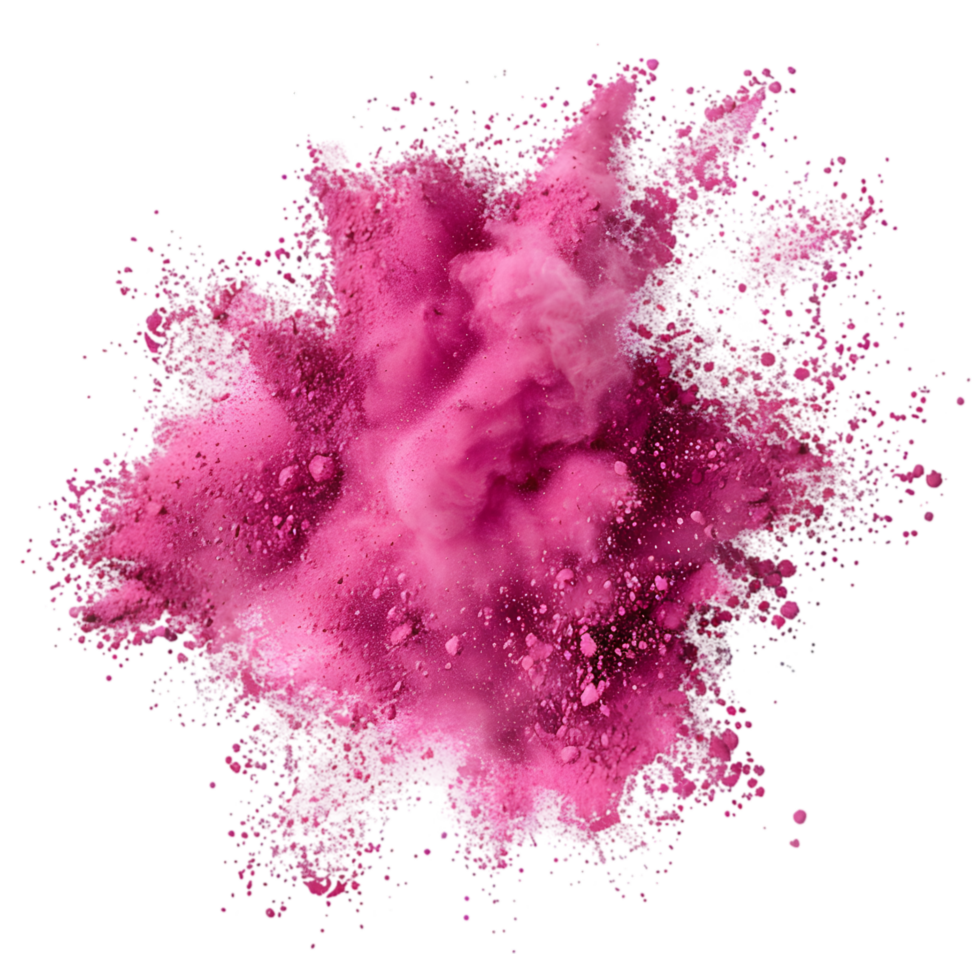 Pink powder explosion isolated on a transparent background png