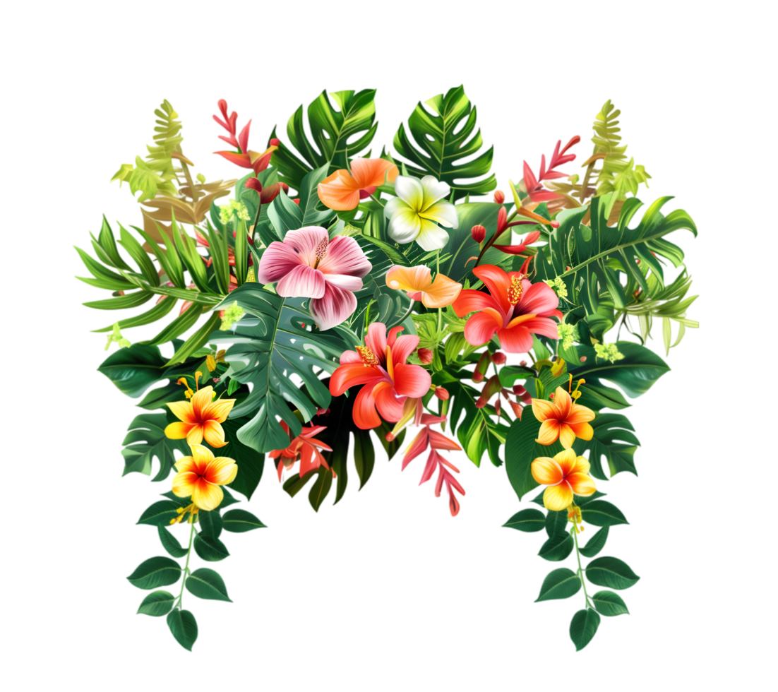 Tropical flower arrangement isolated on a transparent background png