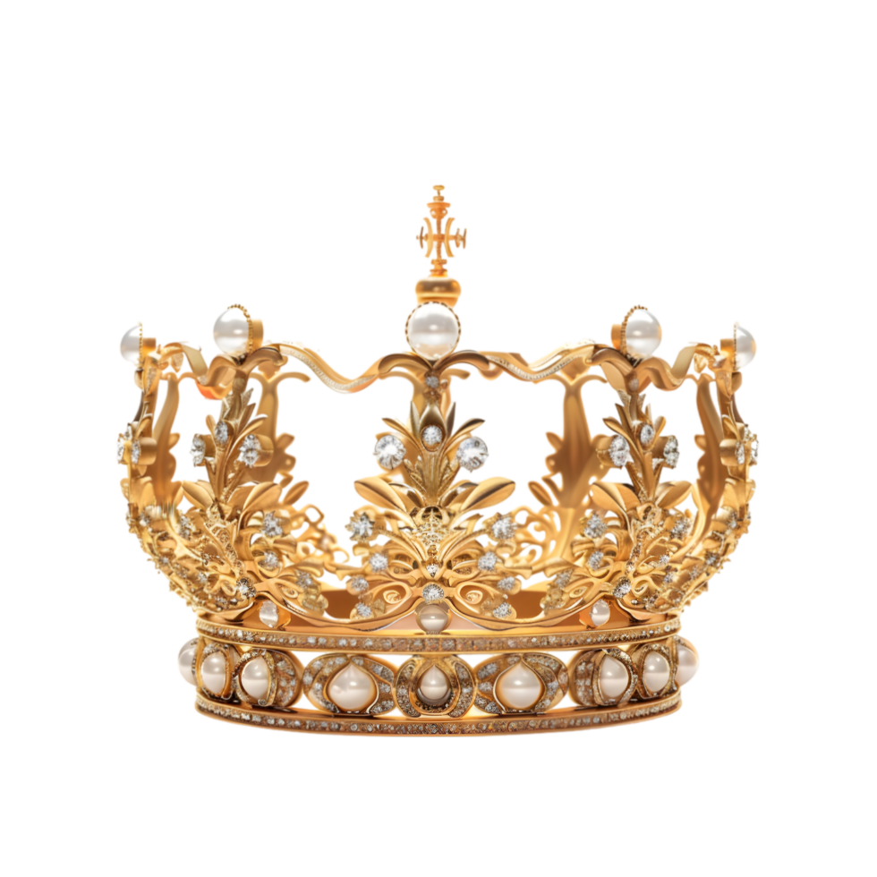 Golden crown isolated on a transparent background png