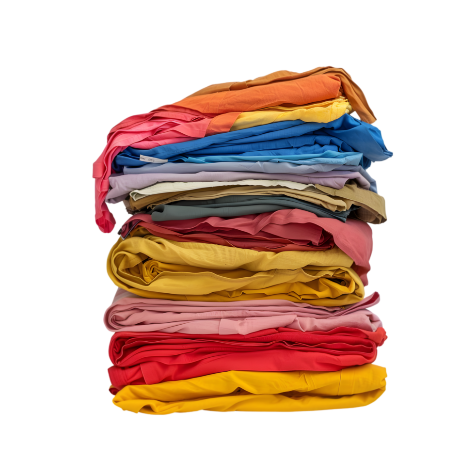 Stack of colorful clothes isolated on a transparent background png