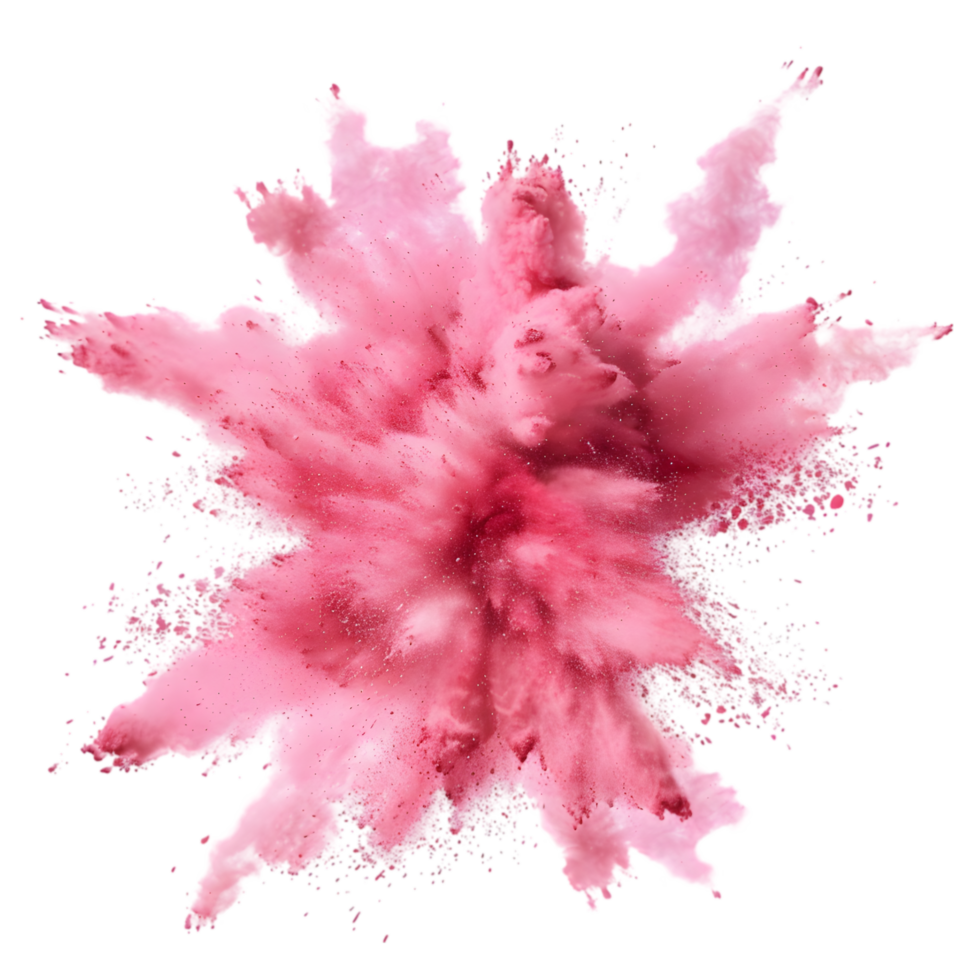 Pink powder explosion isolated on a transparent background png