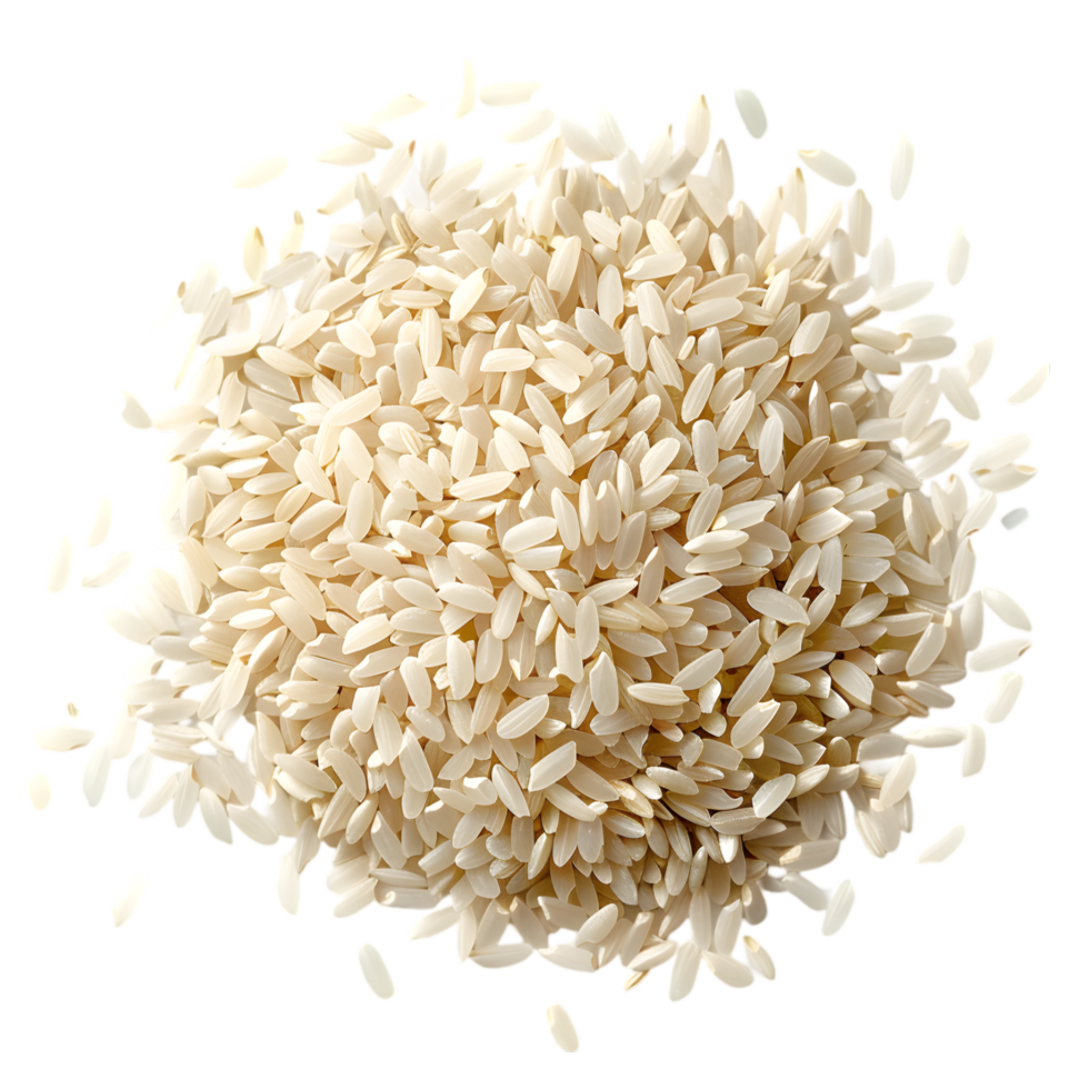 White rice grains isolated on a transparent background png