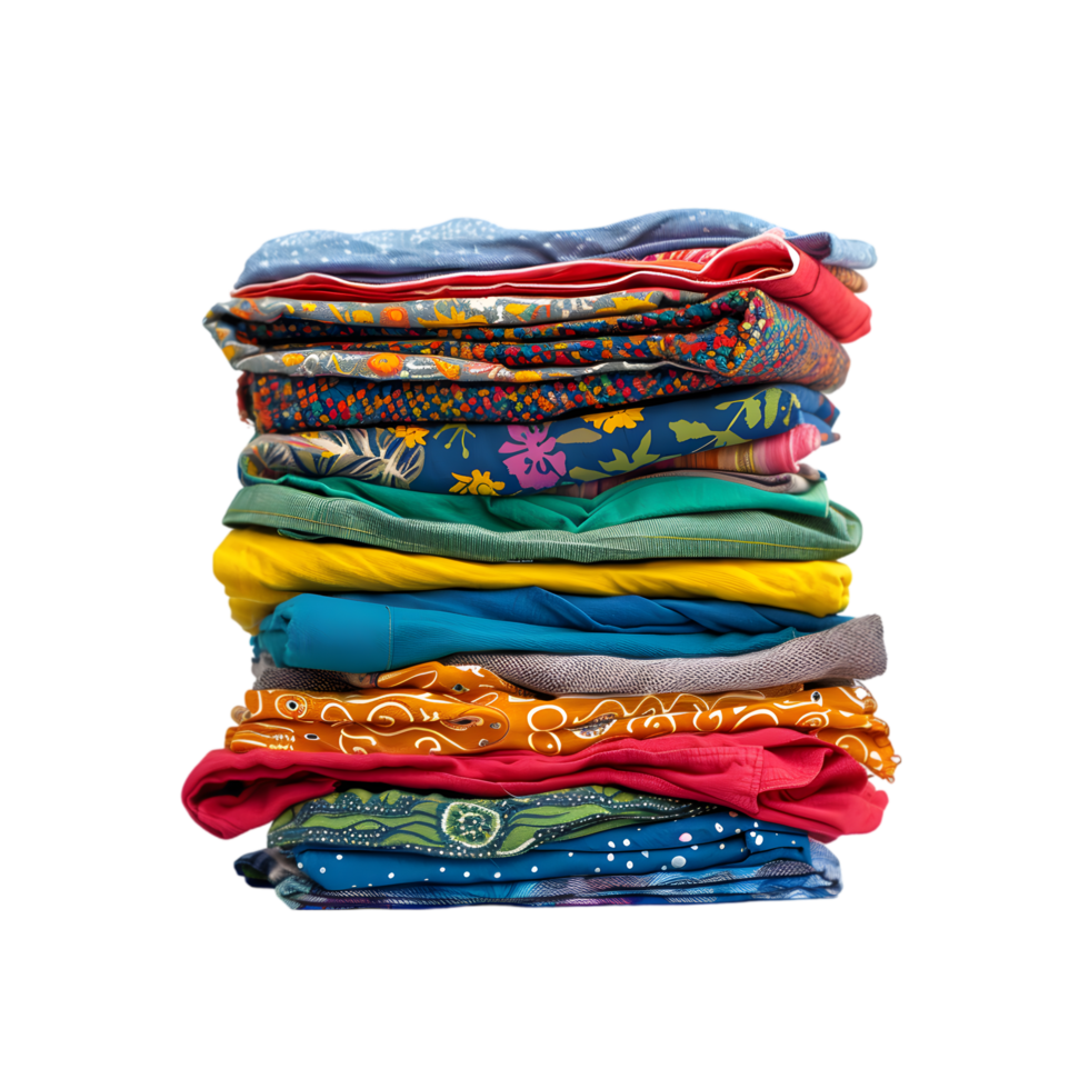 Stack of colorful clothes isolated on a transparent background png