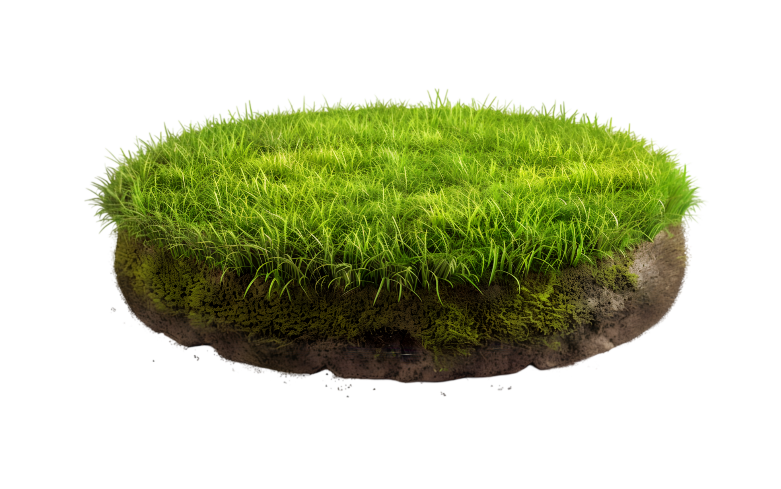 Round patch of grass isolated on a transparent background png