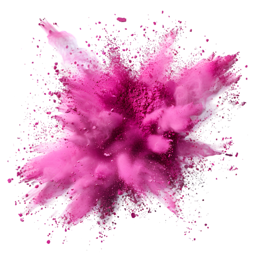 Pink powder explosion isolated on a transparent background png