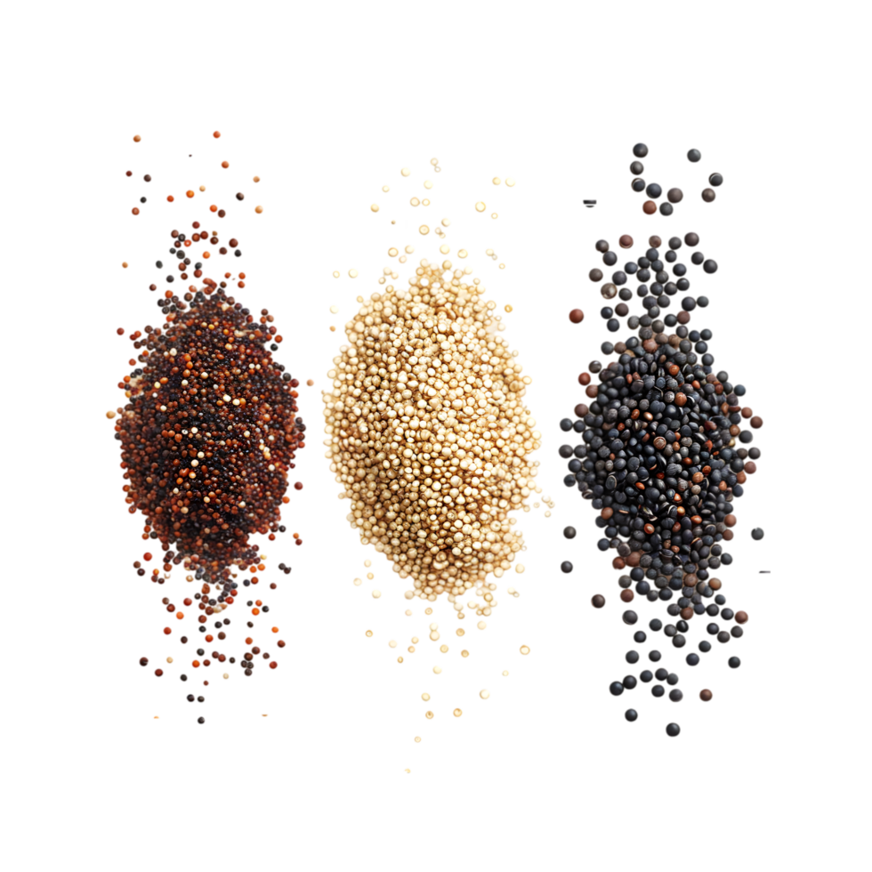 Assorted quinoa seeds isolated on a transparent background png