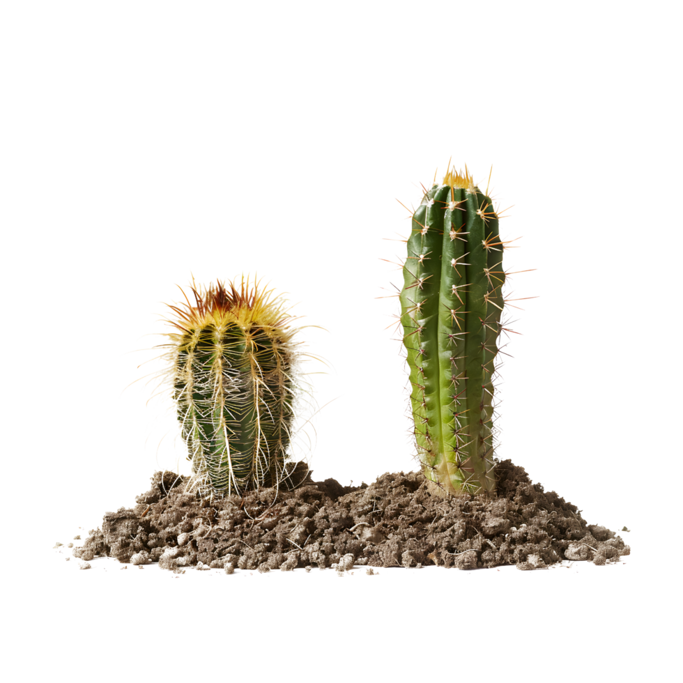 Cactus plants in soil isolated on a transparent background png