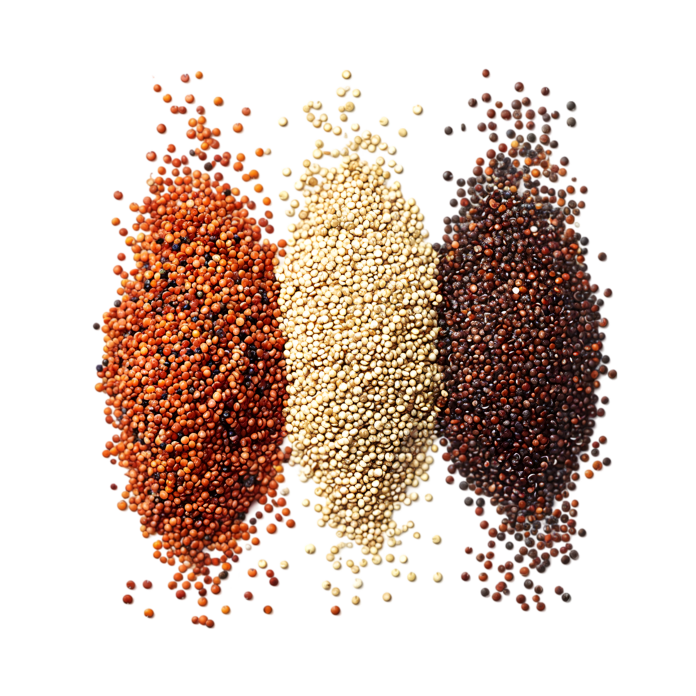 Assorted quinoa seeds isolated on a transparent background png