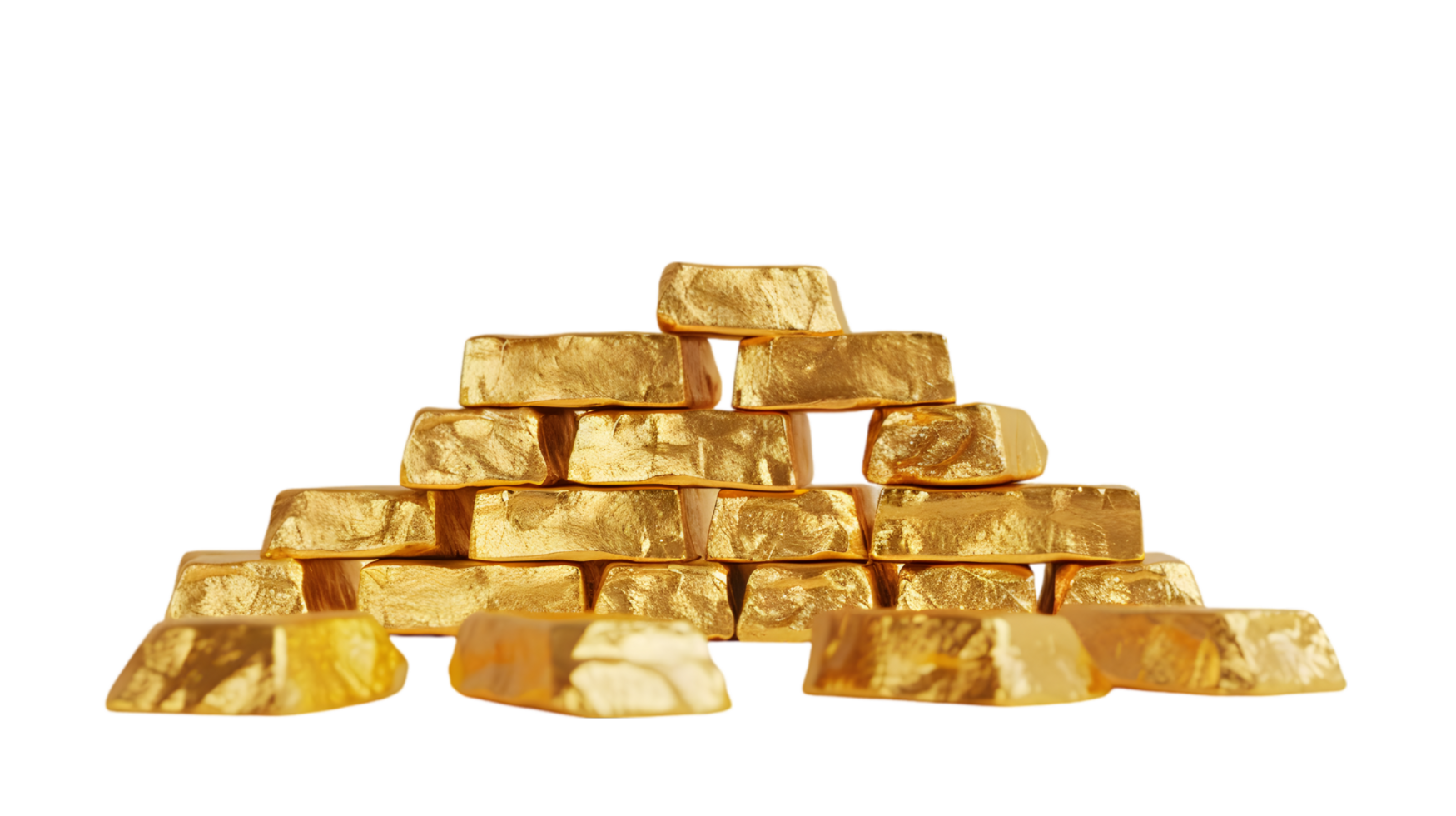 Gold bars stacked isolated on a transparent background png