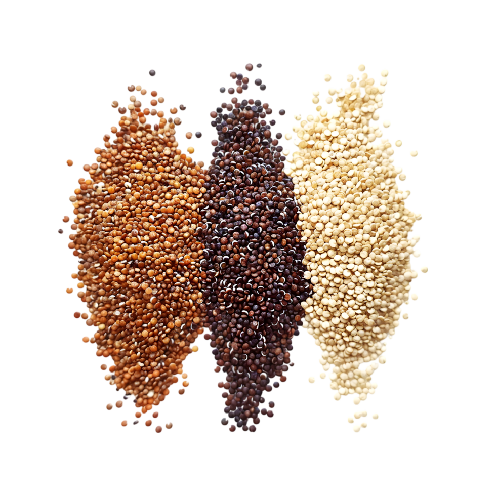Assorted quinoa seeds isolated on a transparent background png
