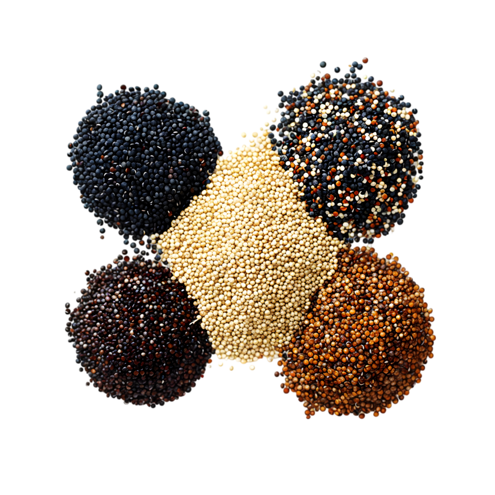 Assorted quinoa seeds isolated on a transparent background png
