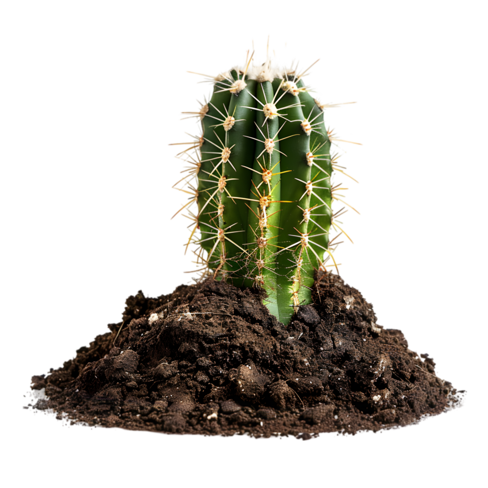 Cactus plants in soil isolated on a transparent background png