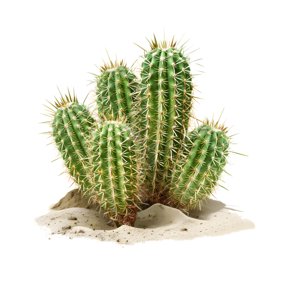 Cluster of cacti with rocks isolated on a transparent background png