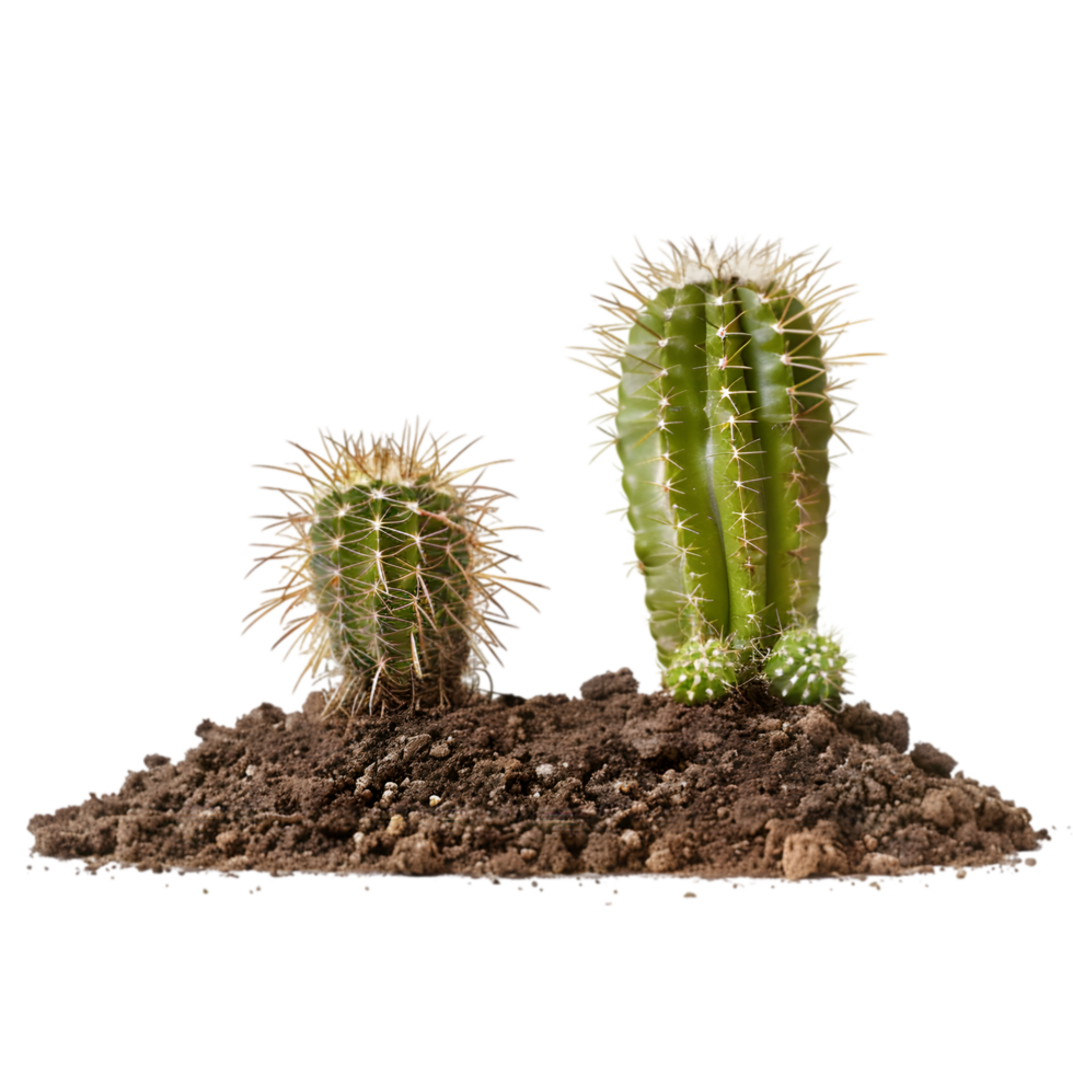Cactus plants in soil isolated on a transparent background png
