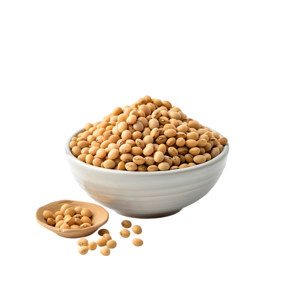Bowl of soybeans isolated on a transparent background png