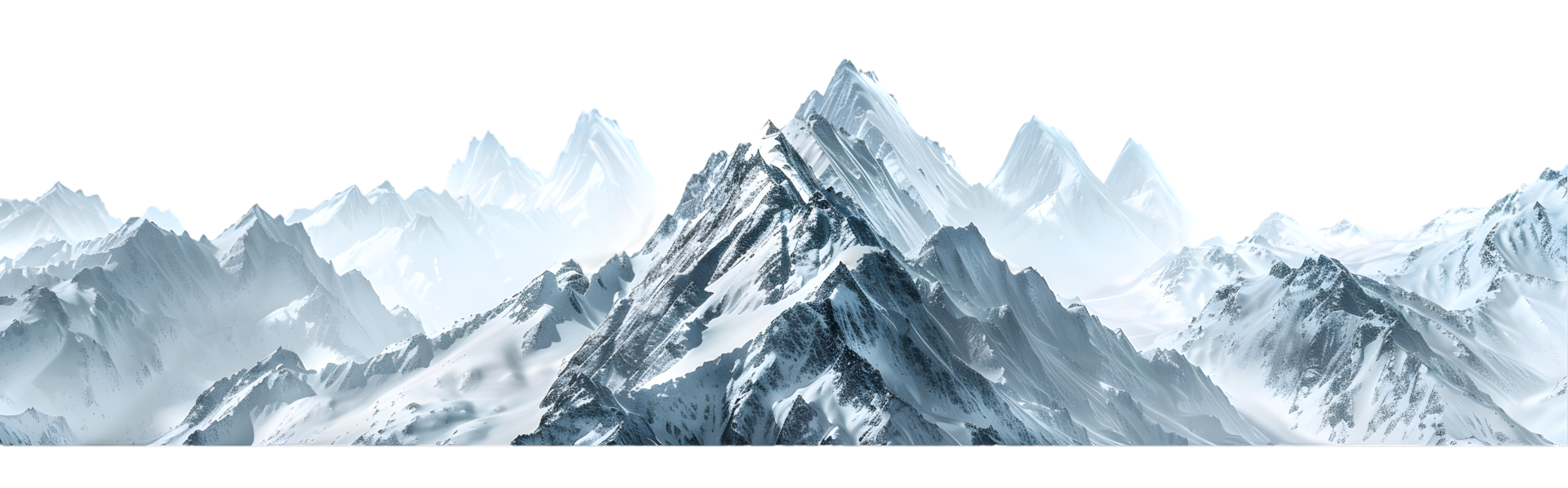 Snowy mountain peaks isolated on a transparent background png