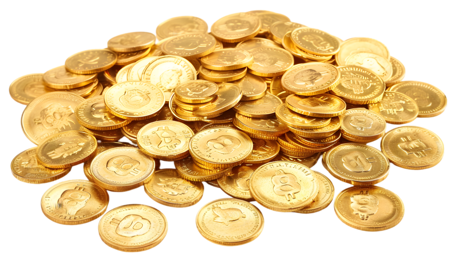 Gold coins isolated on a transparent background png