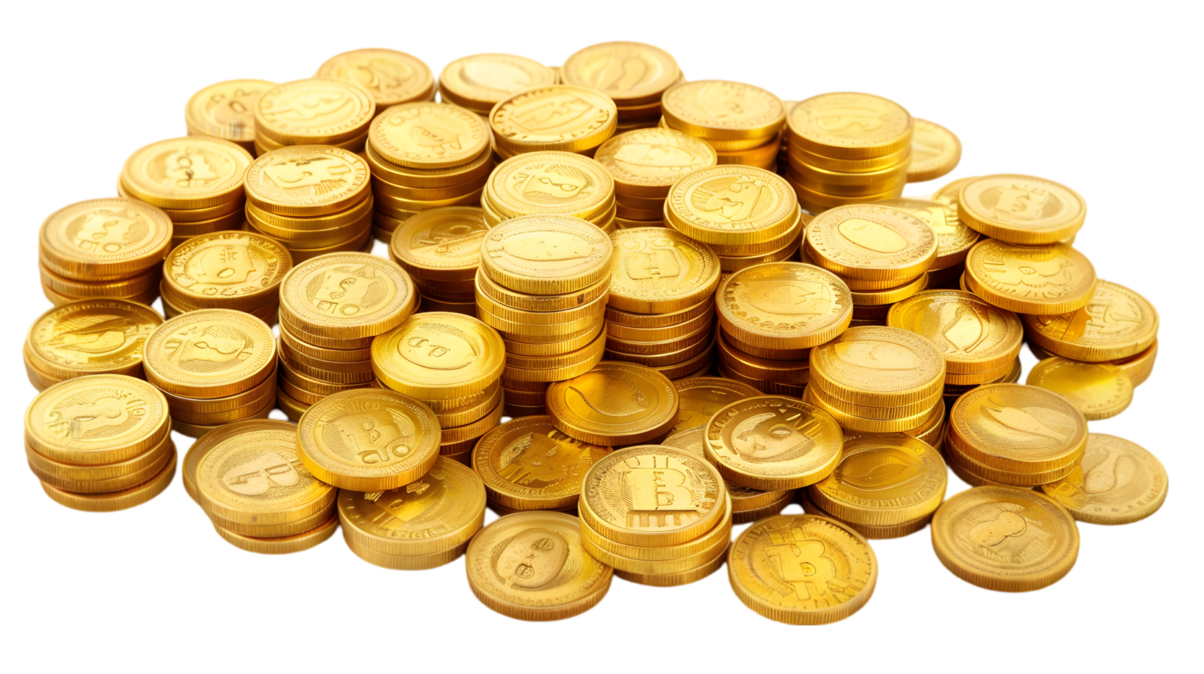 Gold coins isolated on a transparent background png