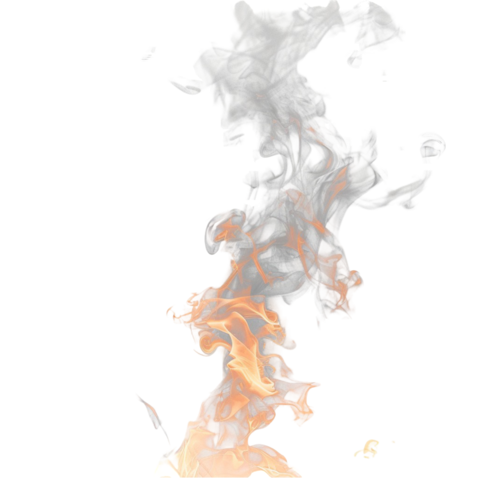 A fire on a white background with smoke Genereted AI png