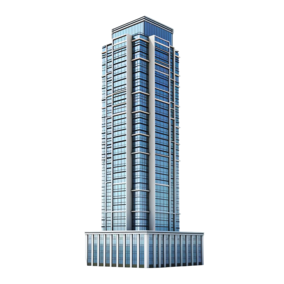 A tall building with windows on a transparent background Genereted AI png
