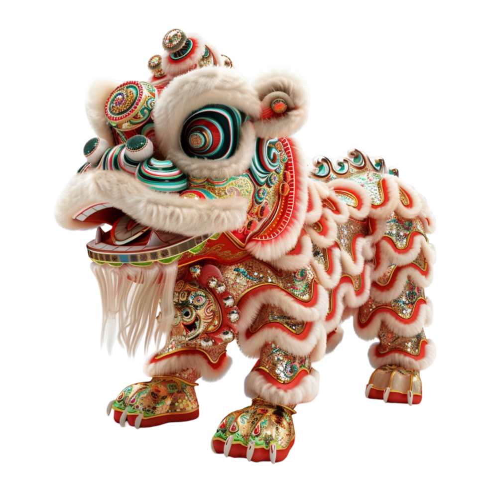 Chinese Lion Statue Transparent Background Genereted AI png