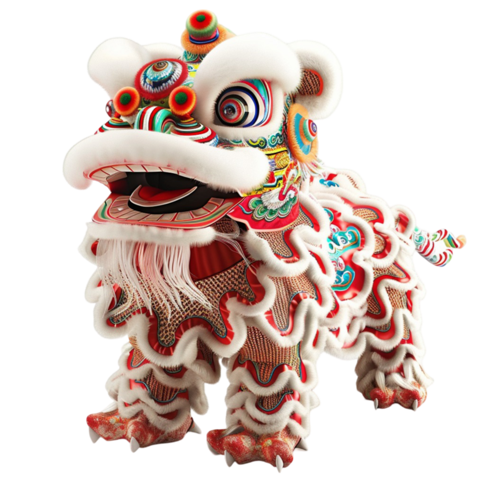 a chinese lion statue with a white background Genereted AI png