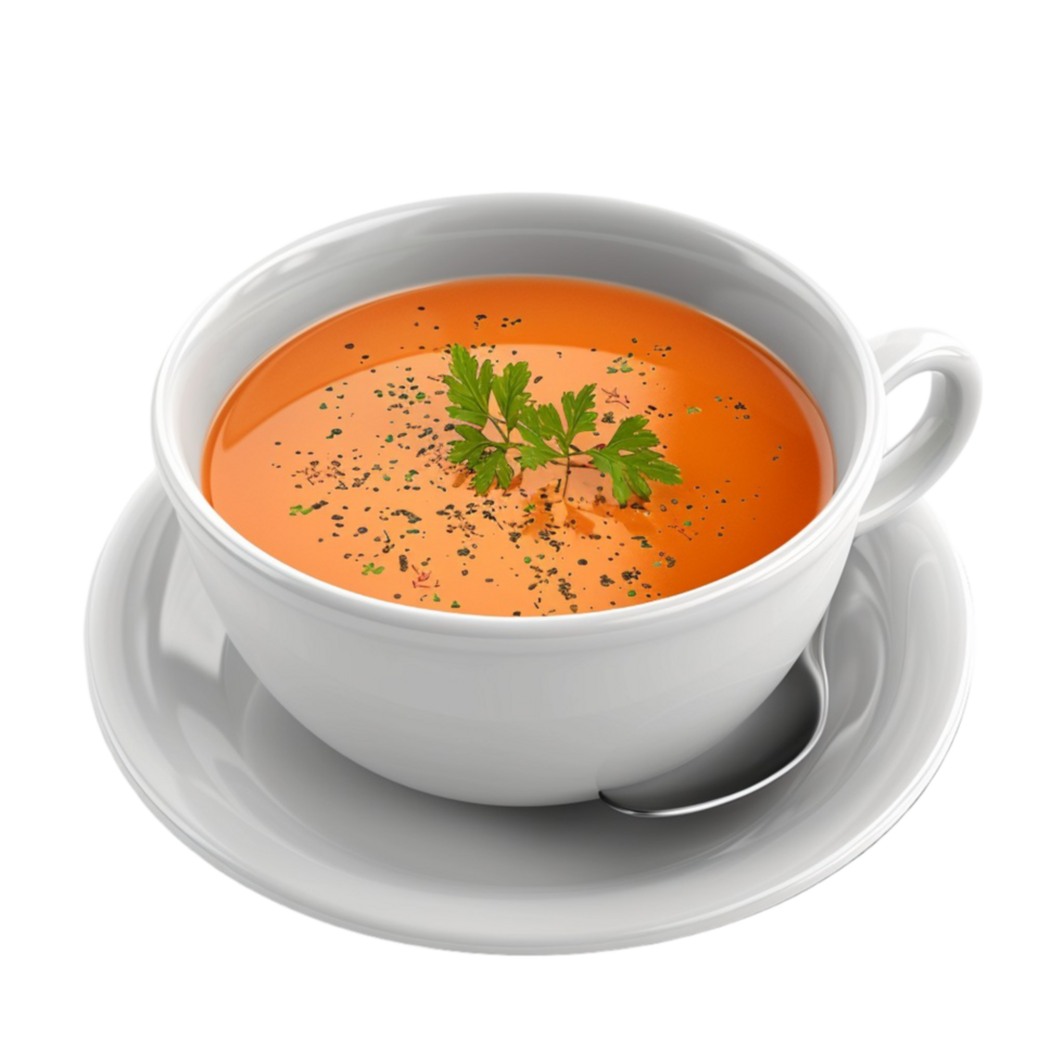 A bowl of soup with a spoon and a spoon with a spoon on it Genereted AI png