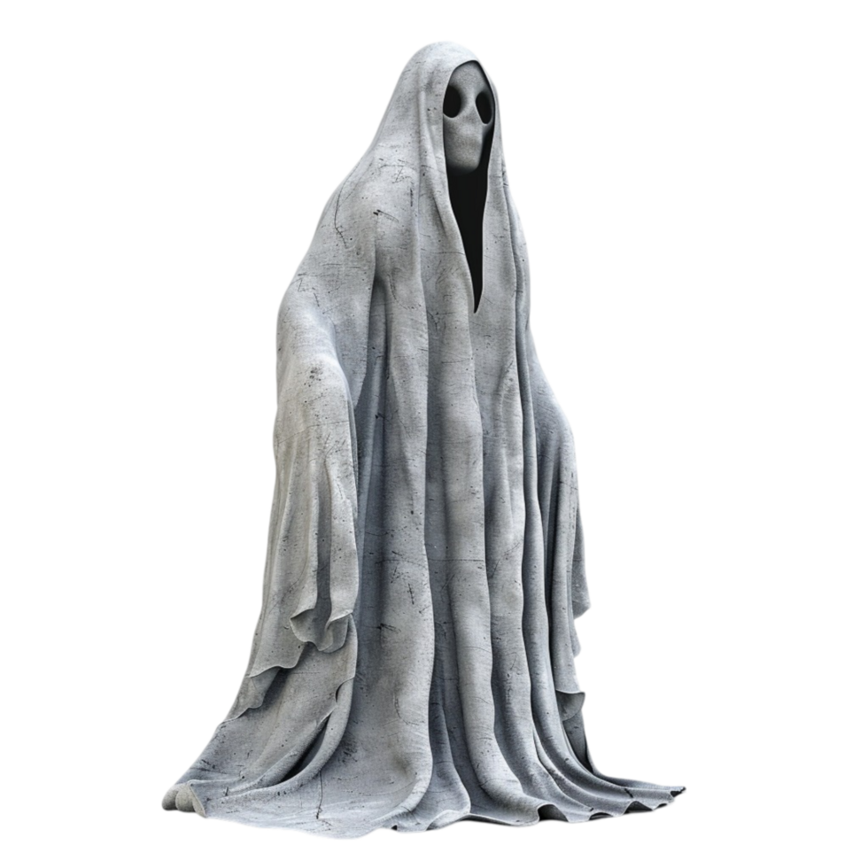 a ghostly figure in a cloak on a white background Genereted AI png